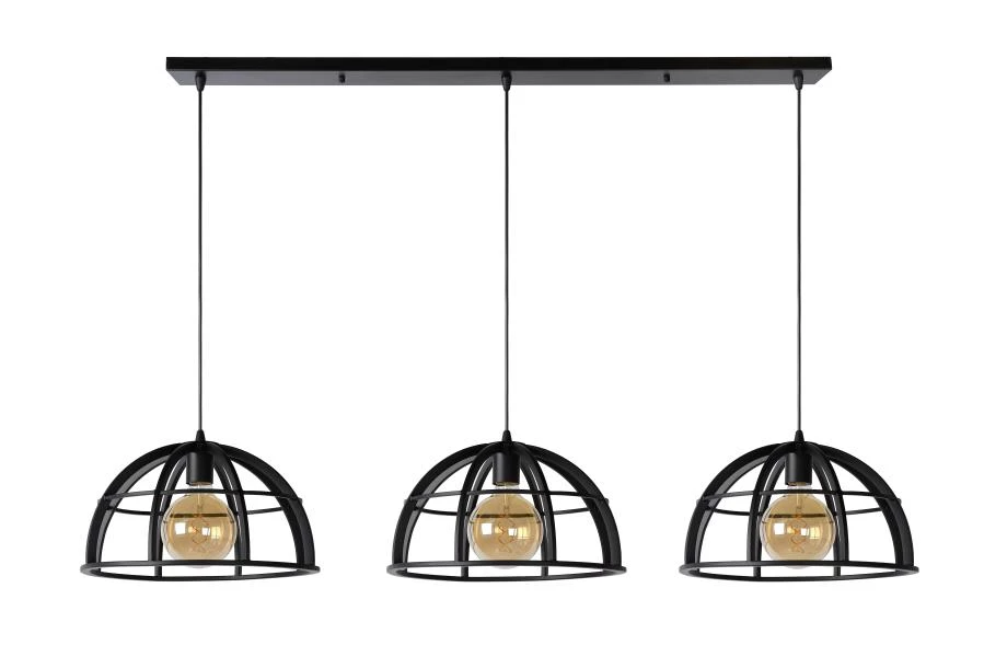 Lucide DIKRA - Pendant light - Ø 40 cm - 3xE27 - Black - off